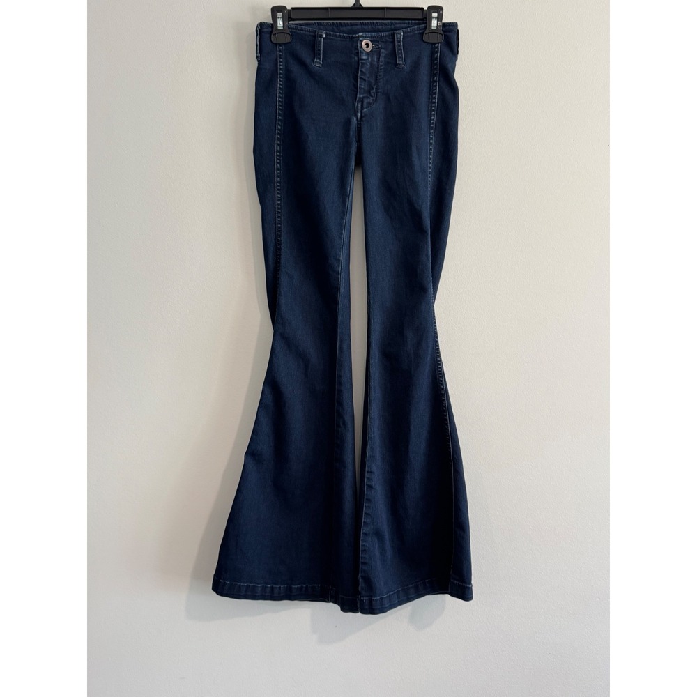 Free People Just Float On Flare Jeans Women Size 24 Blue Dramatic Bell Bottom